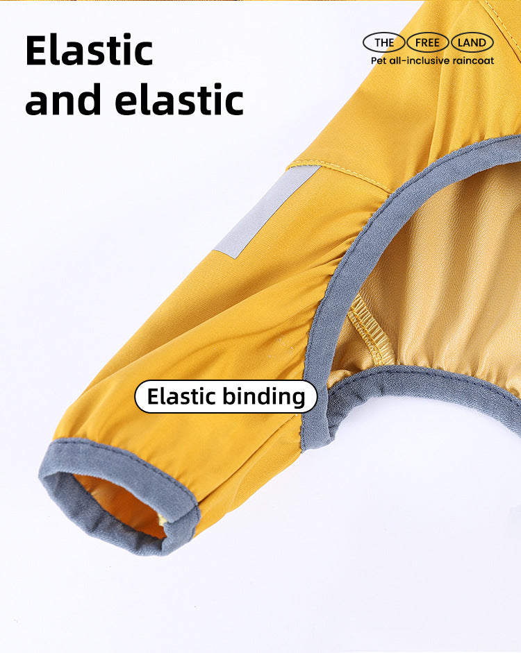 M Pink And Gray Trim Waterproof Four-Legged Dog Raincoat with Leash Hole for Small Breeds
