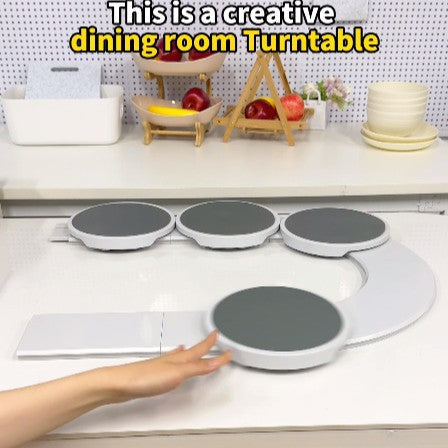 White 6 discs TheLazy Susan Revolution - Portable 22cm Rotating Food Tray for Easy Sharing