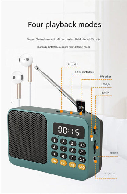 Portable Digital Music Player & FM Radio,4 Playback Modes, LED Flashlight(Gray)