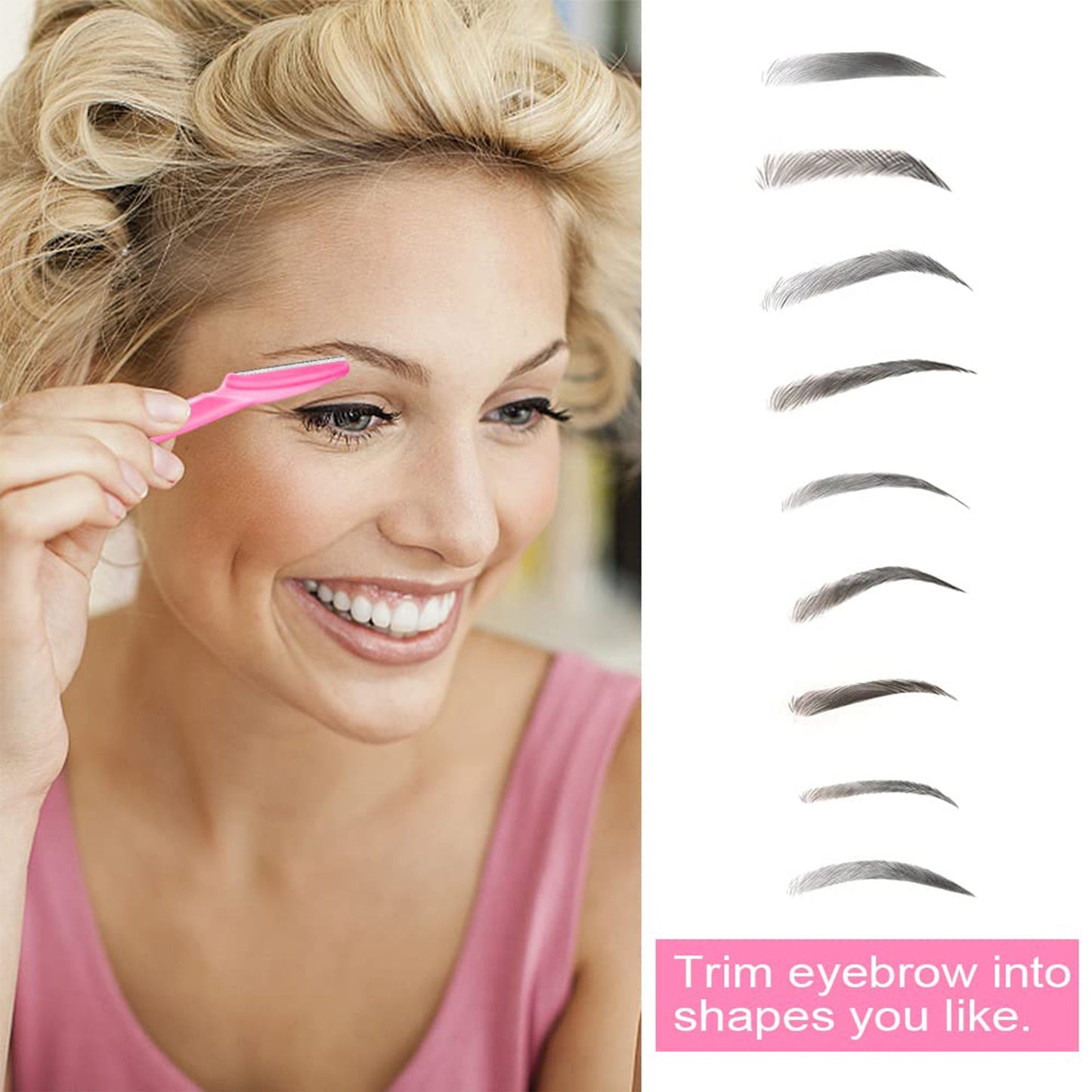40-Piece Eyebrow Razor & Dermaplaning Tool Set(Pink)