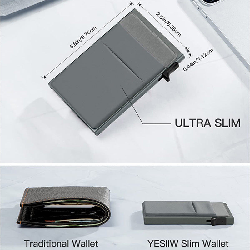 Ultra-Slim Pop-Up Card Holder Wallet with RFID Blocking(Red + Red Card Holder)