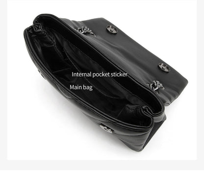 Elegant Quilted Leather Chain Bag with Bird Head Clasp(Black)
