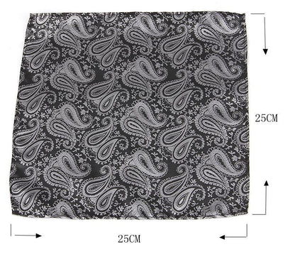 Men's Formal Paisley Ascot Cravat & Pocket Square Set - Adjustable Necktie for Weddings(Deep Blue  pattern)