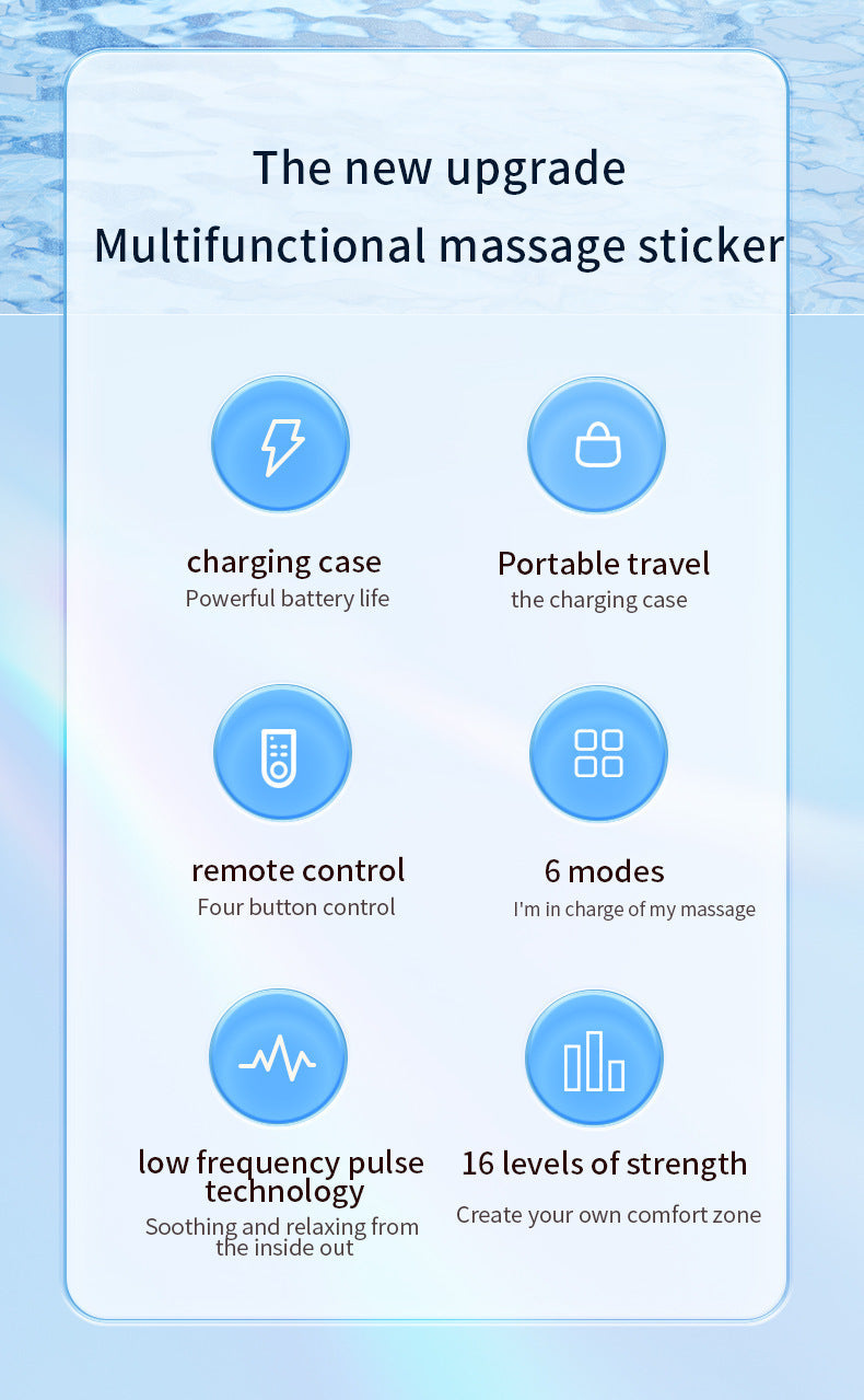 Smart Cervical Spine EMS Massager Sticker with Remote Control & Charging Case - 6 Modes, 16 Strengths(white)
