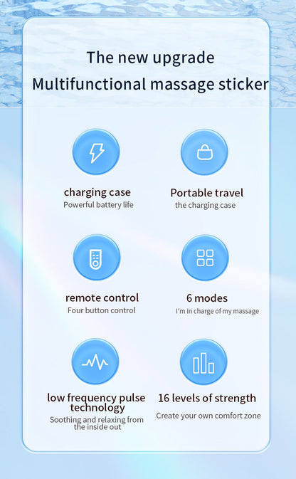Smart Cervical Spine EMS Massager Sticker with Remote Control & Charging Case - 6 Modes, 16 Strengths(white)