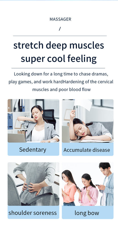 Smart Cervical Spine EMS Massager Sticker with Remote Control & Charging Case - 6 Modes, 16 Strengths(white)
