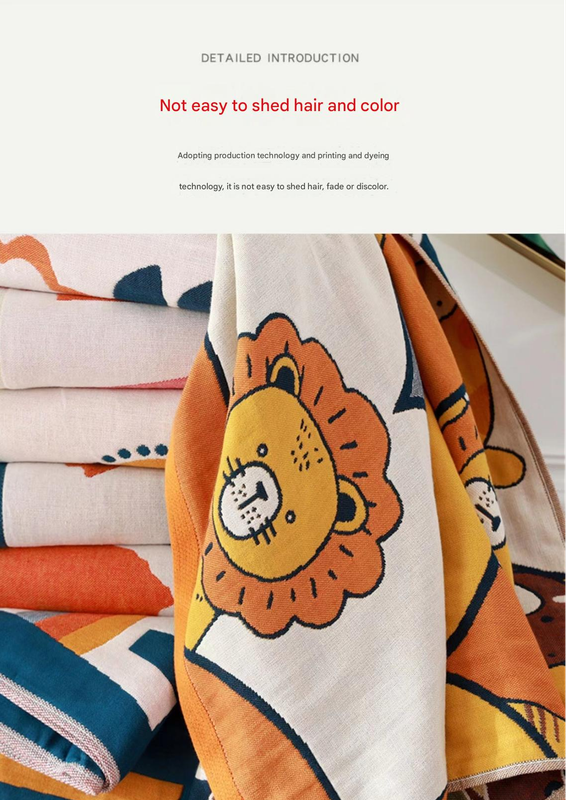 Premium Cartoon Animal Print Gauze Bath Towel - 70x140cm, Soft, Absorbent(Japanese Fan Leaf Green 70*140)