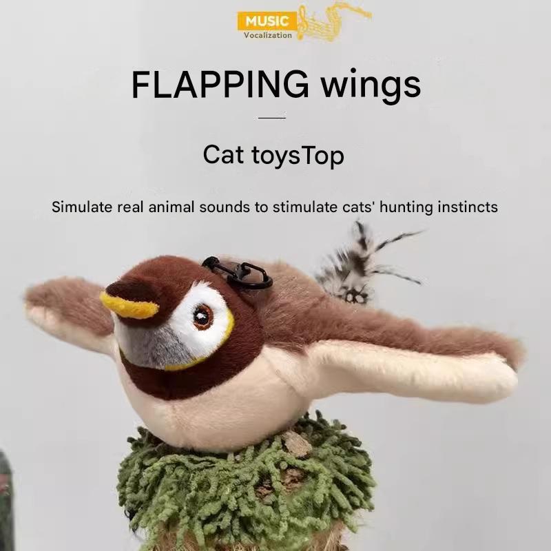 Interactive Flapping Wing Bird Toy for Cats & Dogs,Motion Activated with Sound(Milo Gray Penguin)