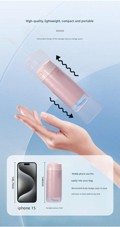 Portable Water Flosser - 70-Day Battery, 4 Modes, 5 Nozzles, IPX7 Waterproof, 200ml Telescopic Tank(white)