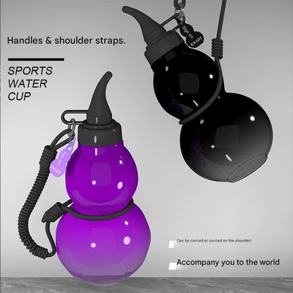 Unique Gourd-Shaped Sports Water Bottle - 800ml Tritan Material, Leakproof with Carry Strap(blue)