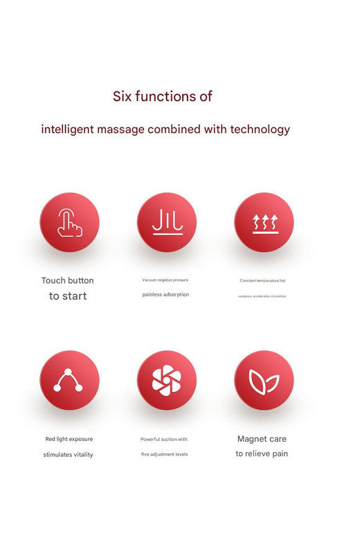 Smart Electric Cupping & Gua Sha Massager with Red Light Therapy & Magnetic Stones - 5 Levels, Rechargeable(red)