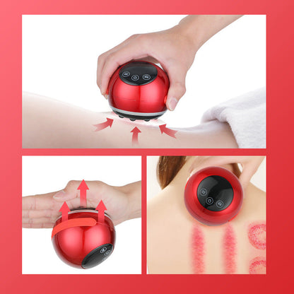 Smart Electric Cupping & Gua Sha Massager with Red Light Therapy & Magnetic Stones - 5 Levels, Rechargeable(black)