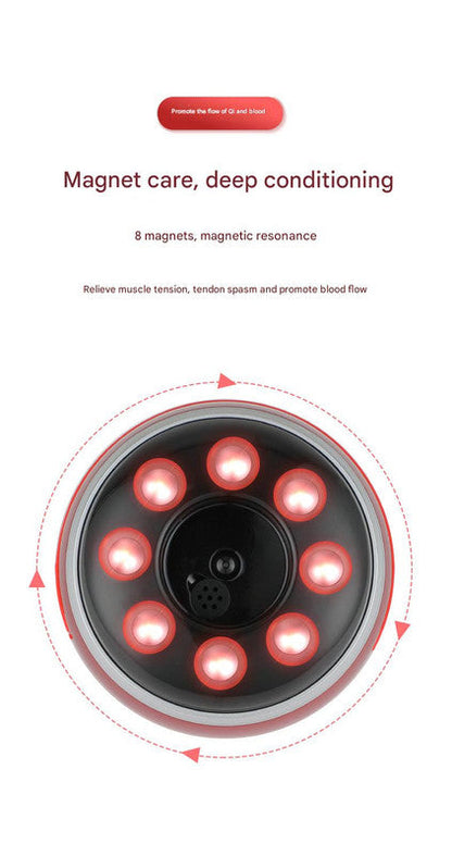 Smart Electric Cupping & Gua Sha Massager with Red Light Therapy & Magnetic Stones - 5 Levels, Rechargeable(black)
