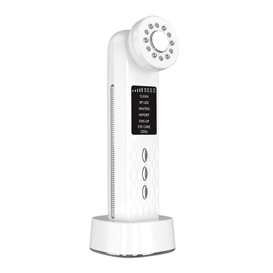 Multi-Functional Facial Beauty Device - Ultrasonic, EMS, RF LED, Cool Therapy & Eye Care(white)