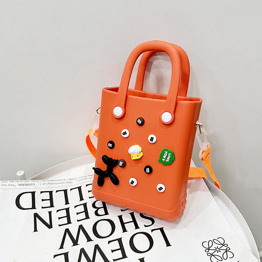 EVA Large Capacity Crossbody & Handbag - Customizable with Charms, Lightweight & Versatile,Orange (with DIY accessories)