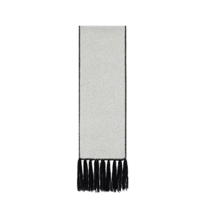 Beige Contrast Edge & Tassel Scarf - Chic Autumn/Winter Neckwear (190x30cm)