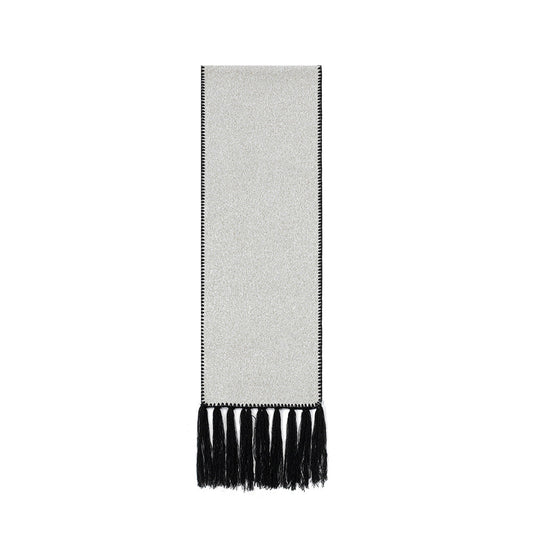 Beige Contrast Edge & Tassel Scarf - Chic Autumn/Winter Neckwear (190x30cm)