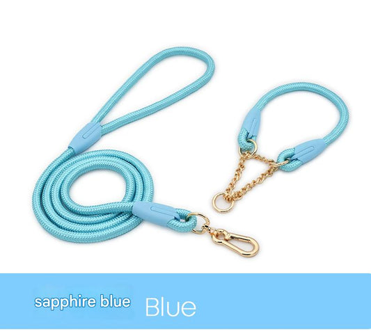 Blue Durable Nylon P-Collar Dog Training Set - Heavy Duty Leash & Martingale Collar (Size : M)