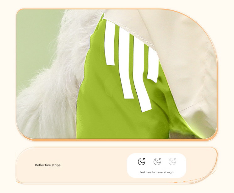 Colorblock (Beige red) Dog Raincoat - Waterproof with Hood and Reflective Strips (Size L)