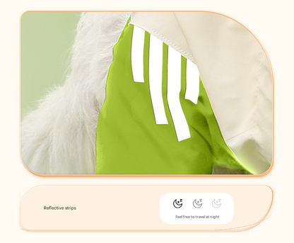 Colorblock (Beige red) Dog Raincoat - Waterproof with Hood and Reflective Strips (Size L)