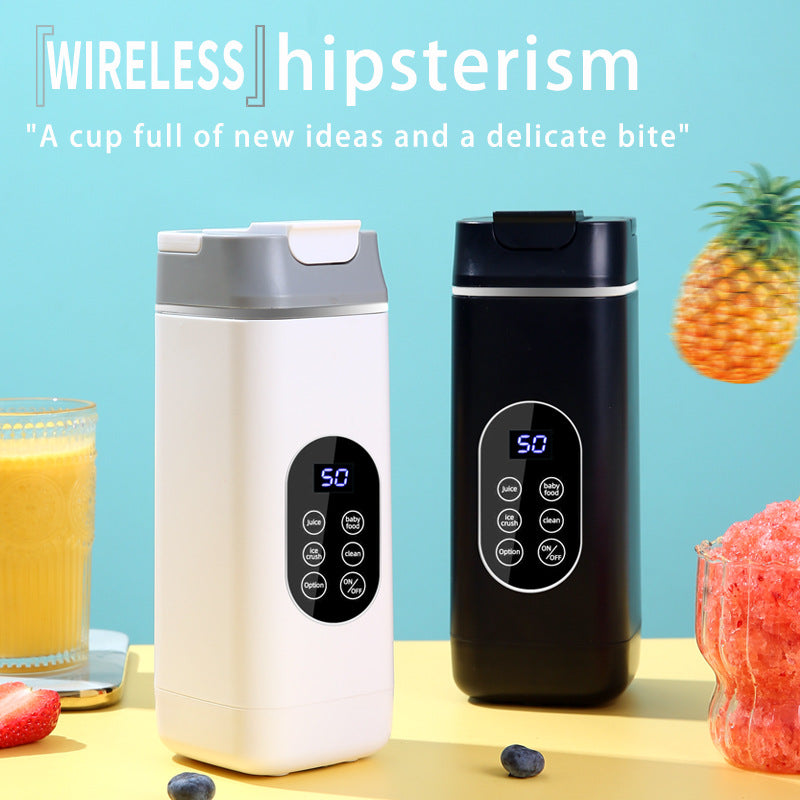 Black Rechargeable Travel Blender Cup - 12 Blades, Digital Display, Self-Cleaning