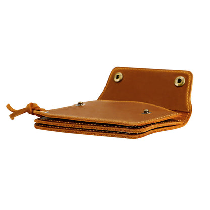 Coffee Vintage Handmade Crazy Horse Leather Wallet - Compact Card Holder & Zippered Coin Purse with Snap Closure
