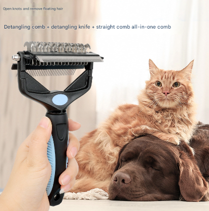 Pink and Black Professional 3-in-1 Pet Grooming Tool - Dematting Rake, Deshedding Comb & Finishing Brush for Dogs & Cats