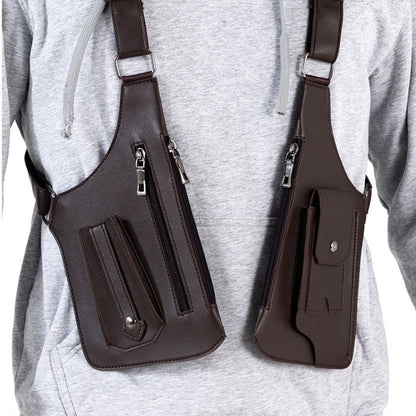 Brown Urban Tactical Anti-Theft Shoulder Holster Bag - Secure Multi-Pocket Chest Rig for Men