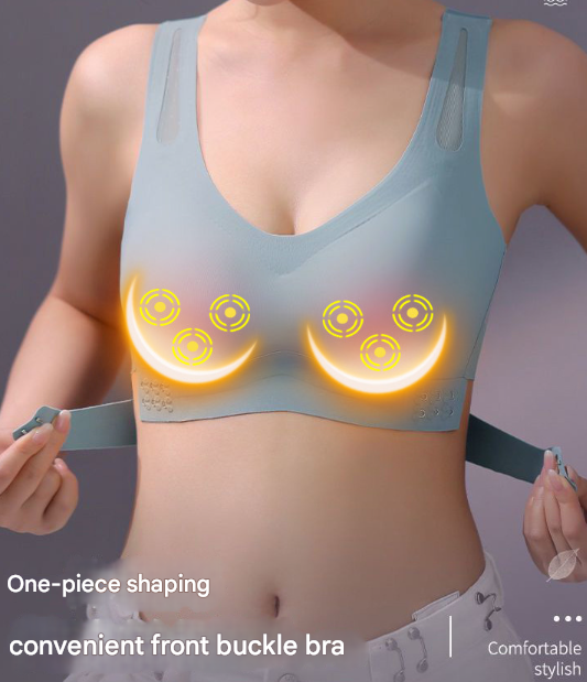 Size XXL Black Wireless Electric Breast Massager Bra - 5 Modes Vibration & 3 Heat Levels for Lifting Comfort & Wellness