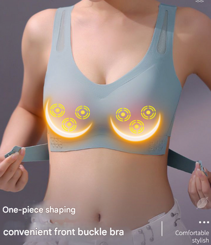 Size XXL Black Wireless Electric Breast Massager Bra - 5 Modes Vibration & 3 Heat Levels for Lifting Comfort & Wellness