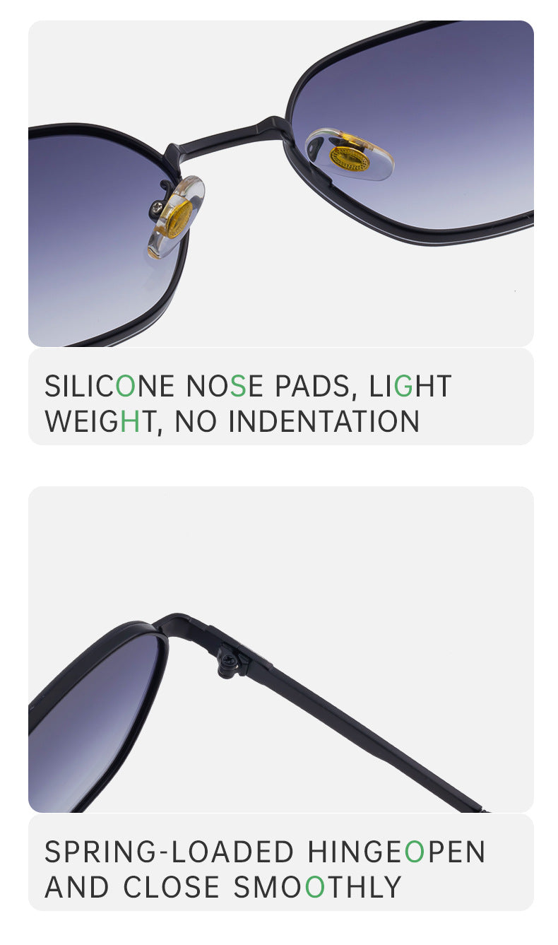 Dark Green Gradient Lenses Chic Oval Sunglasses for Women - UV400 Protection Lightweight Metal Frame, Comfortable Design