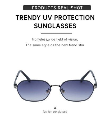 Green Gradient Lenses Chic Oval Sunglasses for Women - UV400 Protection Lightweight Metal Frame, Comfortable Design