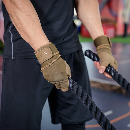 Size XL Green Heavy Duty Workout Gloves with Wrist Support - Anti-Slip Gel Padded Gym Gloves for Weightlifting, Training & Fitness