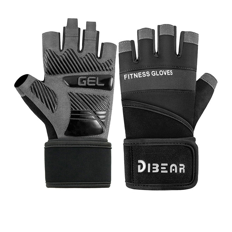 Size S Black Heavy Duty Workout Gloves with Wrist Support - Anti-Slip Gel Padded Gym Gloves for Weightlifting, Training & Fitness