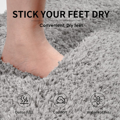 Green Ultra Absorbent Plush Bath Mat - Non-Slip Bathroom Rug with Innovative Foot Drying Pocket