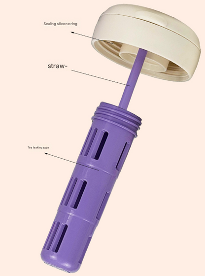 Pink and Black 700ml Insulated Stainless Steel Tumbler with Handle, Dual-Sip Lid, Straw & Tea Infuser