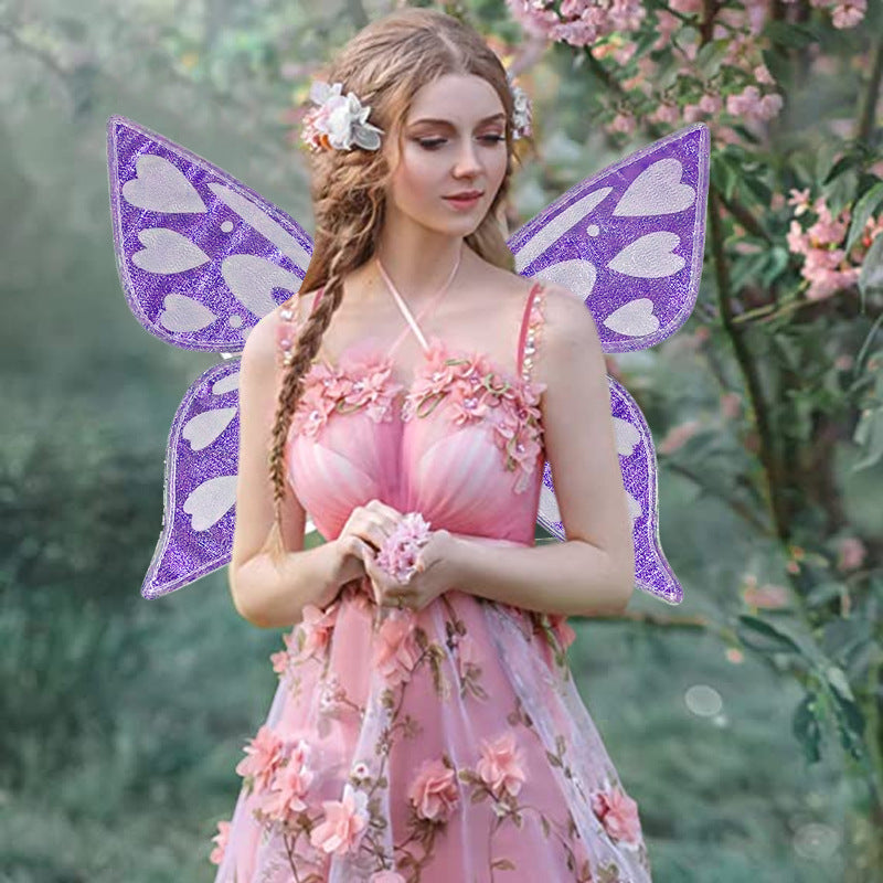 Black Sparkling Fairy Wings - Lightweight Glitter Butterfly Costume Accessory for Kids & Adults