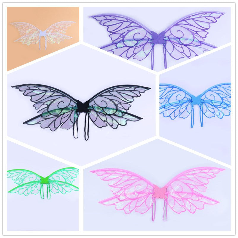 Blue Enchanting Iridescent Fairy Wings - Sparkle Butterfly Elf Wings for Costume Parties, Cosplay & Dress-Up Fun