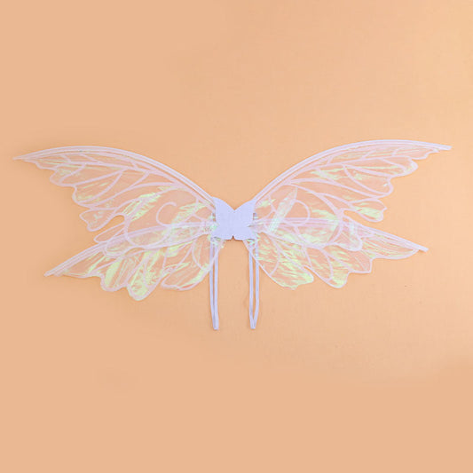 White Enchanting Iridescent Fairy Wings - Sparkle Butterfly Elf Wings for Costume Parties, Cosplay & Dress-Up Fun