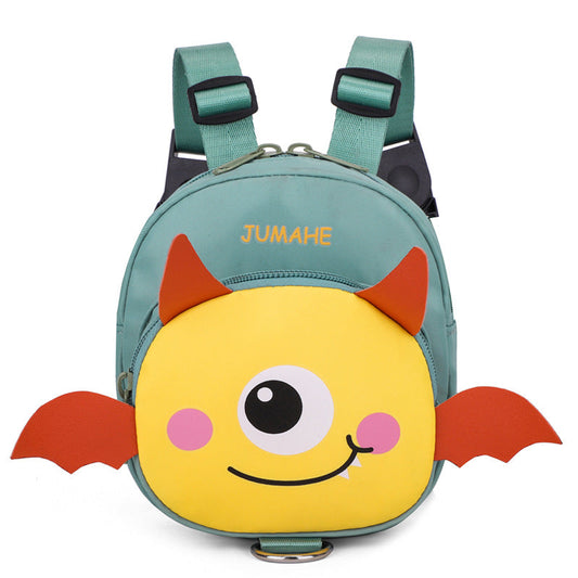 Green Adorable Monster Pet Backpack Harness - Small Dog & Cat Treat Pouch with Poop Bag Dispenser