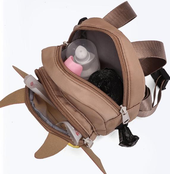 Green Adorable Monster Pet Backpack Harness - Small Dog & Cat Treat Pouch with Poop Bag Dispenser