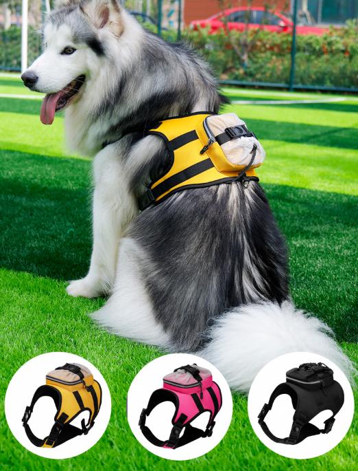 Size S Black and Pink Ultimate Dog Harness Vest with Backpack - Padded, Reflective & Adjustable for Medium Sized Dogs