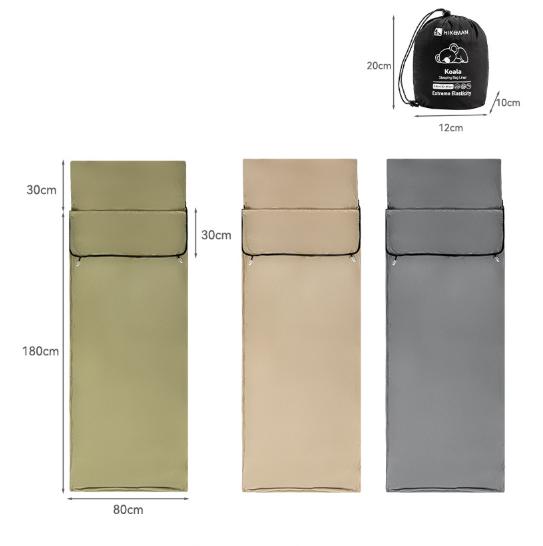 Grey Ultra-Stretch Sleeping Bag Liner - Portable & Lightweight Envelope Sleep Sack for Camping & Travel