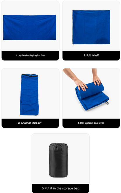 Dark Blue Versatile Double-Sided Fleece Bag Liner - Lightweight & Portable Travel Blanket for Camping & Outdoors