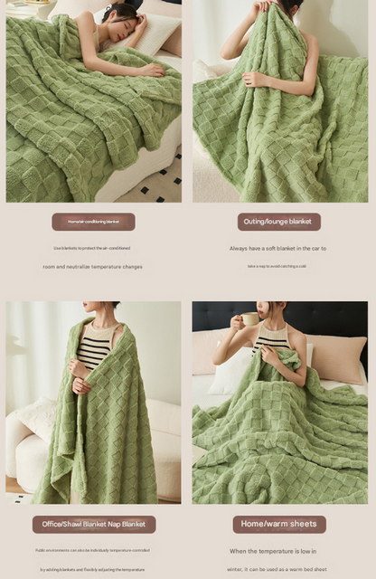 200*230CM Pink Ultra-Soft Waffle Textured Plush Fleece Blanket - Large Cozy All-Season Throw for Bed & Sofa