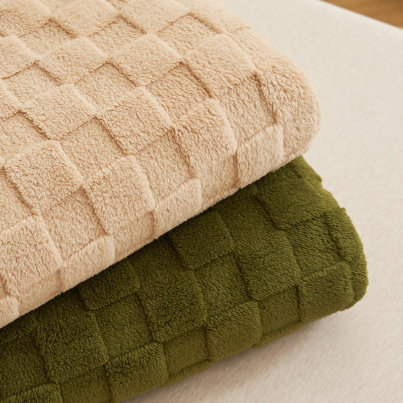 200*230CM Milky White Ultra-Soft Waffle Textured Plush Fleece Blanket - Large Cozy All-Season Throw for Bed & Sofa