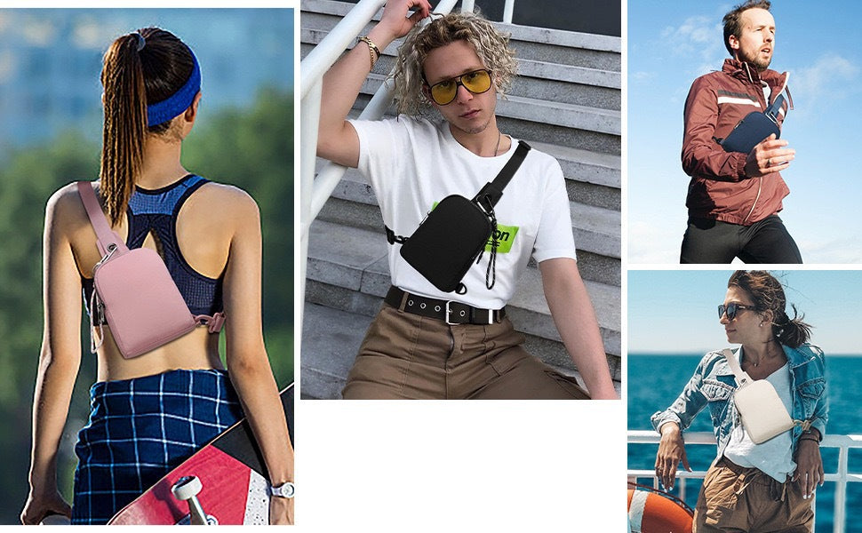 Pink Compact Waterproof Sling Bag - Unisex Mini Crossbody Chest Pack with Adjustable Reversible Strap