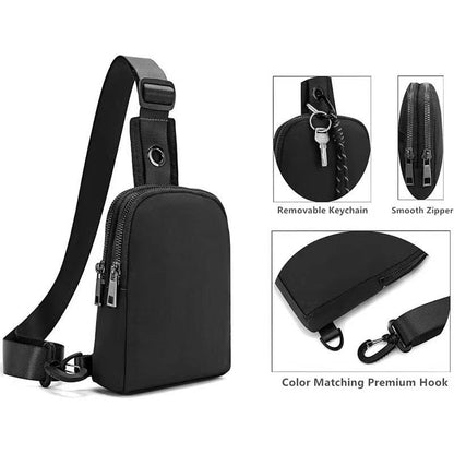 Dark Blue Compact Waterproof Sling Bag - Unisex Mini Crossbody Chest Pack with Adjustable Reversible Strap