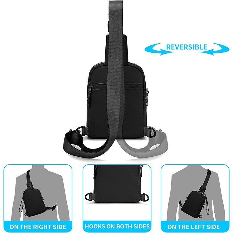 Beige Compact Waterproof Sling Bag - Unisex Mini Crossbody Chest Pack with Adjustable Reversible Strap
