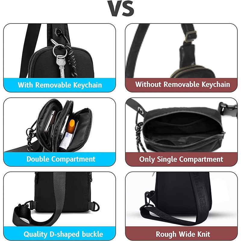 Beige Compact Waterproof Sling Bag - Unisex Mini Crossbody Chest Pack with Adjustable Reversible Strap